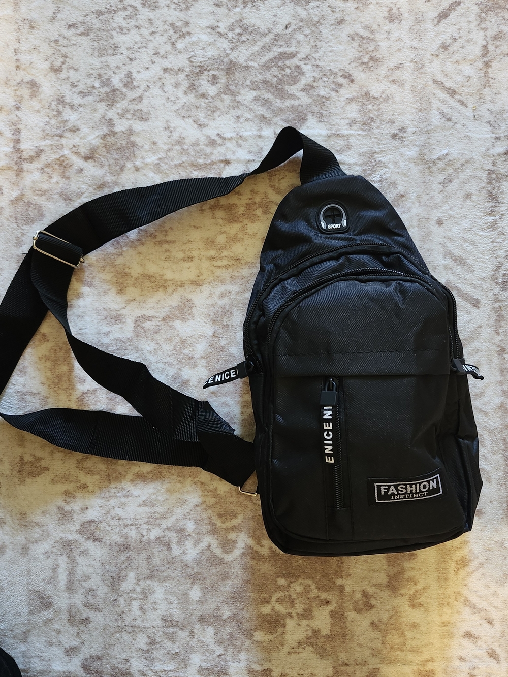 Black Sling Backpack for Men